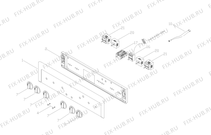 Взрыв-схема плиты (духовки) Voss Electrolux ELK7010-RF - Схема узла Functional parts 267